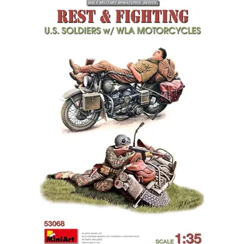 Plastikový model 1:35 Rest & Fighting US Soldiers w/ WLA Motorcycles