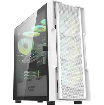 PC skříň Počítačová skříň Darkflash DK431 + 4 ventilátory (bílá)