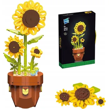ostatní stavebnice SLUNEČNICE V KVĚTINÁČKU Z 3D BLOKŮ 359 dílů květinová dekorace dárek