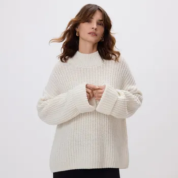 Dámský svetr Reserved - Svetr s příměsí vlny - krémová - 153GS-01X - 153GS-01X-M