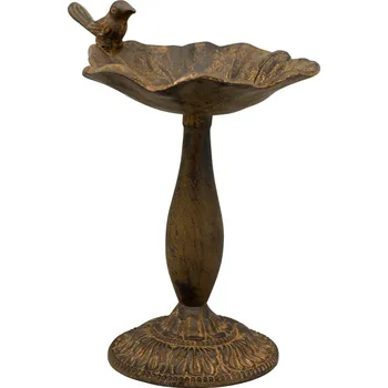 Zahradní dekorace Napajedlo pro ptáky na noze Lauren, 23x18,5 cm, kov, hnědá