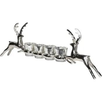 Svícen Stylový vánoční svícen Reindeer 59cm stříbrný nikl/sklo