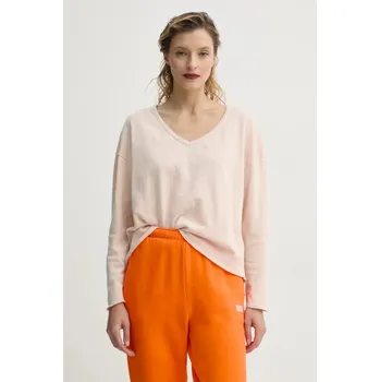 Bavlněné tričko s dlouhým rukávem American Vintage SON02GGE25 béžová 02X, vel. M