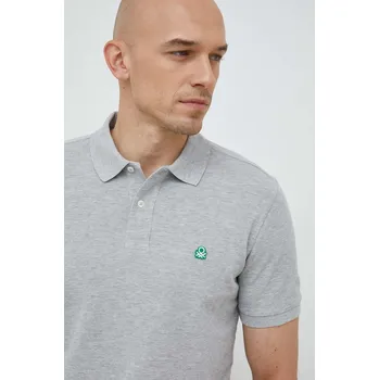Pánské tričko Bavlněné polo tričko United Colors of Benetton šedá barva 3089J3179.501. 90X, vel. XXL
