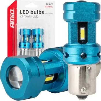 Povinná bezpečnostní výbava LED žárovky CANBUS BA15S P21W R10W R5W 4SMD 1860 Bílá 12V 24V AMIO-04252