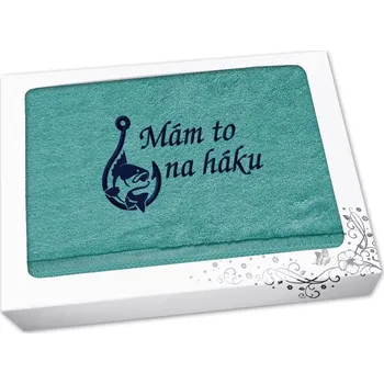 Dárkový potravinový koš Dárkové balení osušky pro rybáře Mám to na háku petrolej