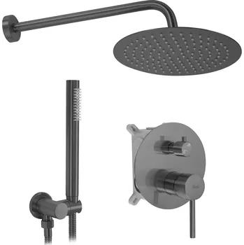 Rea Lungo, podomítkový sprchový set s dešťovou hlavovou a ruční sprchou, grafitová, REA-P6363