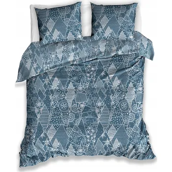 Povlečení Povlečení 200x220 Modré 013 zimní vánoční stromky