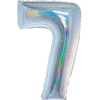Balónek Fóliový balónek B&C, Číslice 7, holografická stříbrná