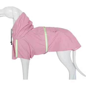 Obleček pro psa Pláštěnka pro psa s kapucí a reflexními prvky 30–50 kg Velikost 5XL 105 cm hrudník 85 cm délka Kapsa na suchý zip Voděodolný obleček pro psy růžová
