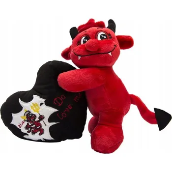 plyšák Valentýnský plyšový čertík se srdíčkem červený 20 cm