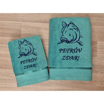 Ručník Luxusní ručník pro rybáře Kapr + Petrův zdar petrolej