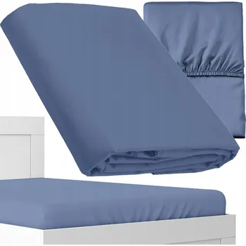 Prostěradlo PROSTĚRADLO SATÉNOVÉ S GUMOU MIKROSATÉN MIKROVLÁKNO MODRÉ 180x200