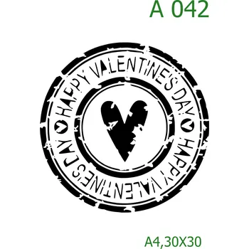Plastová šablona pro malování - Valentýn - Text se srdcem (A042) - 30 x 30 cm , Lepící fólie