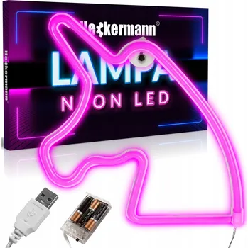 Dekorativní svítidlo NEONOVÁ LED ZÁVĚSNÁ LAMPA NA ZEĎ PUSA USB 3xAA
