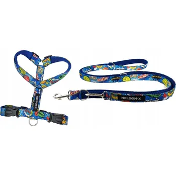 Vodítko pro psa KOMPLET OBŠITÝCH POPRUHŮ A VODÍTKO PRO PSA NELSON-X FLORAL M