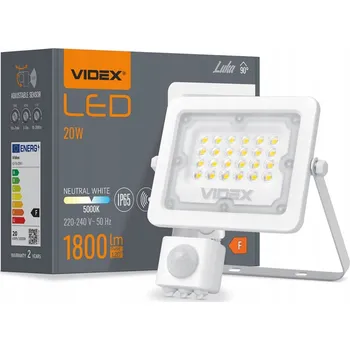 LED reflektor Videx 20W 1800lm neutrální bílá 5000K s pohybovým senzorem IP65