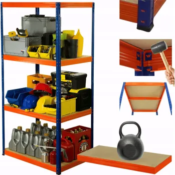 Dílenský regál Kovový regál do skladu, garáže HELIOS 180x100x35cm, 4 police, nosnost 175kg/police