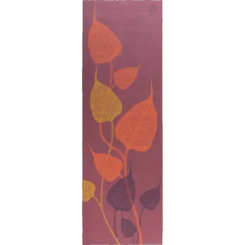 podložka na cvičení Podložka na jógu Bodhi Leela 4,5 mm - fialová s listy