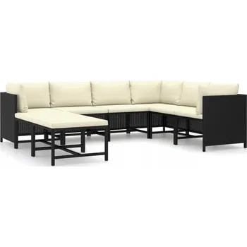 Zahradní nábytek z umělého ratanu VidaXL, černý, 8 dílů