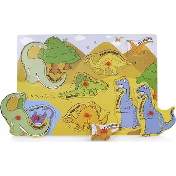 Dřevěná hračka DŘEVĚNÉ PUZZLE DINOSAUŘI VZDĚLÁVACÍ HRA