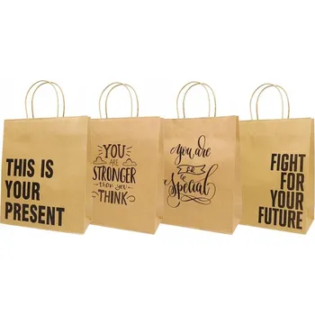 4x Dárková taška kraft eco texty motta různé příležitosti