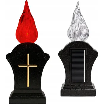Svíčka HŘBITOVNÍ SVÍČKA SOLÁRNÍ SVÍČKA LED ČERNÁ NÁPLŇ DO HŘBITOVNÍCH SVÍČEK KŘÍŽ TEPLÝ PLAMEN 17 CM