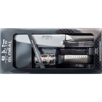 Kuchyňský nůž Startovací sada: Nůž šéfkuchaře G-2 + Keramická vodní ocílka G91 Global