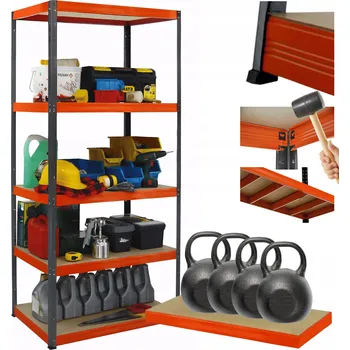 Dílenský regál Kovový regál skladový stojan HELIOS 213x100x35cm 5 polic x 400kg ZÁTĚŽ