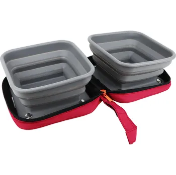 Miska pro psa Miska skládací 2v1 BIVOUAK 2x700ml červená Zolux