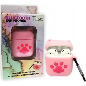 Sluchátka SLUCHÁTKA DO UŠÍ BEZDRÁTOVÁ BLUETOOTH RŮŽOVÁ POUZDRO KOČIČÍ UŠI TWS TRUSTY