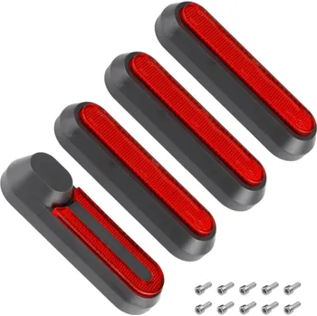 Elektrokoloběžka 4 ks reflexní odrazky s černým krytem pro elektrickou koloběžku Xiaomi Mi 1S Pro 2 M365 Mi 3 Pro 98 x 29 mm + 10 šroubků červená