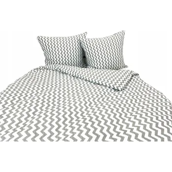 Povlečení Krepové povlečení bavlna bílo-šedý cikcak 160x200 + 70x80/x2