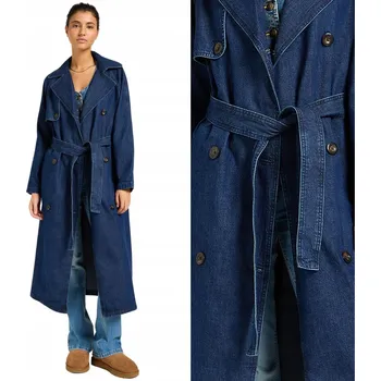 Dámský kabát Lee dámský modrý trenčkot bez kapuce Denim Trench Coat velikost M