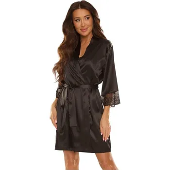 Dámský župan Saténový župan Synthia černý - M