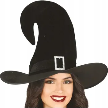 Karnevalový kostým Klobouk čarodějky Čaroděje černý s přezkou