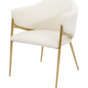 Křeslo Čalouněné jídelní křeslo Modig bouclé bílé/zlaté