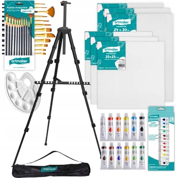 Výtvarná sada VELKÁ SADA NA MALOVÁNÍ UMĚLECKÁ SADA S MALÍŘSKÝM STOJANEM BARVY DÁREK PRO DĚTI