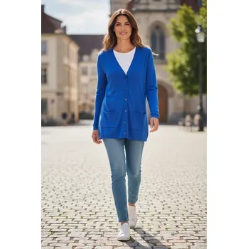 Dámský svetr Dlouhý svetr na knoflíčky královsky modrý Velikost: UNI: M - XXL