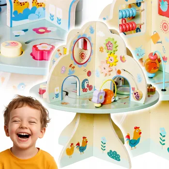 Dřevěná hračka GOTEL Dřevěný senzorický manipulační stůl ve tvaru stromu pro děti B70J