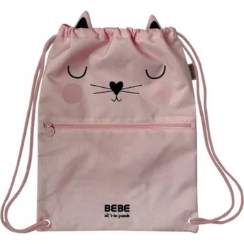 Školní sáček INTERDRUK BEBE ŠKOLNÍ SÁČEK NA OBUV S KAPSIČKOU NA ZIP KOT BEBE Friend (Kočka Bebe)
