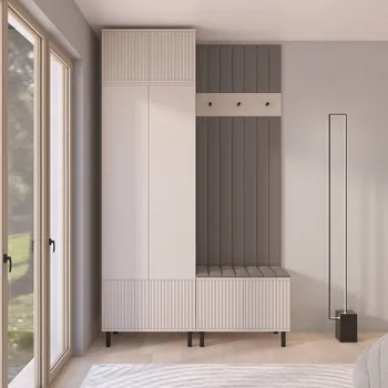 Předsíňová stěna Předsíňová stěna Rayo 4 na nožkách Barva čalounění: Světle hnědá - Trinity 06