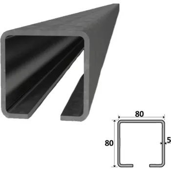 příslušenství k bráně C80 - černý nosný velký C profil 80x80x5 mm pro samonosné posuvné brány - 3-metrový kus C80 černý nosný velký C profil 80x80x5 mm pro samonosné posuvné brány