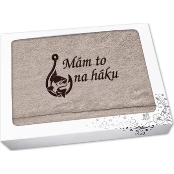 Dárkový potravinový koš Dárkové balení osušky pro rybáře Mám to na háku béžová