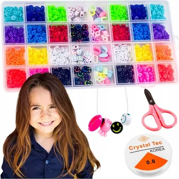Dětské navlékací korálky SADA NA VÝROBU NÁRAMKŮ KORÁLKY KREATIVNÍ