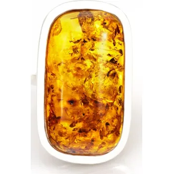 Prsten Velký stříbrný prsten (Ag 925/1000) s baltským jantarem QAA, vel. kamene cca 33 x 20 mm, "krása v barvě medu" (JA9410R)