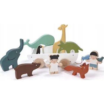 Dřevěná hračka Loď k tahání se zvířátky Tender Leaf Toys TL8469