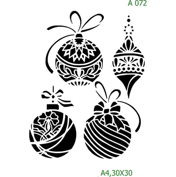 Plastová šablona pro malování - Vánoce - Ozdoby (A072) - A4 , Nelepící folie
