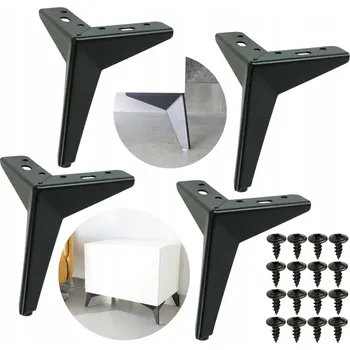 Sada nohou 15,5 cm, nábytkové nožičky pro komodu, skříňku, černé hvězdy, loft