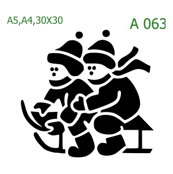 Plastová šablona pro malování - Vánoce - Saně (A063) - A5 , Nelepící folie